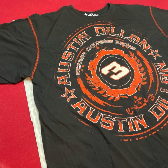 NASCAR Austin Dillon Black Double Sided Racing Rap Tee Y2K Stars Spellout Men XL - Picture 8 of 11